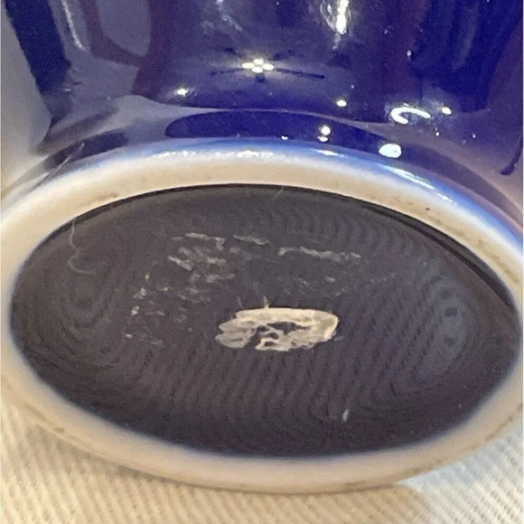 Japanese Porcelain Cobalt Blue Floral Design Lidded Ginger Spice Jar Vintage 4” - Picture 7 of 10